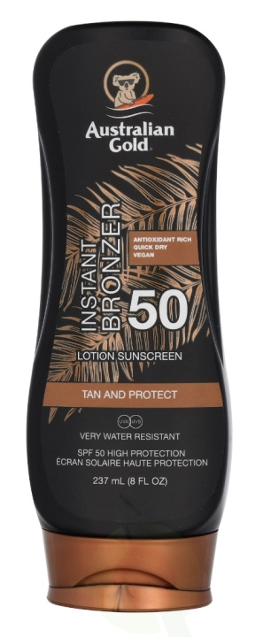 Australian Gold Instant Bronzer Lotion Sunscreen SPF50 237 ml i gruppen HELSE OG SKJØNNHET / Hudpleie / Soling / Solkrem hos TP E-commerce Nordic AB (C64355)