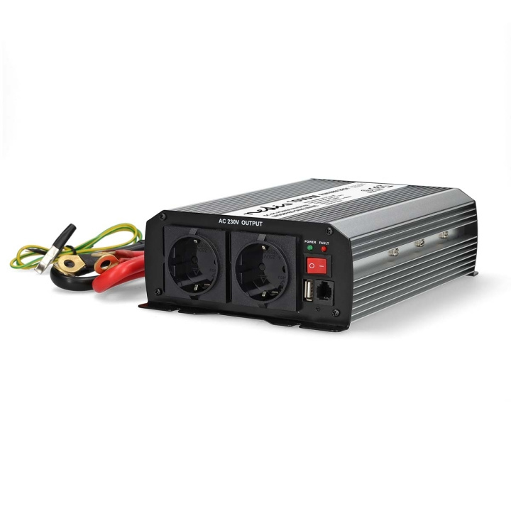 Nedis Power Inverter Modifisert sinusbølge | Inngangsspenning: 12 V DC | Enhetens strømuttak: Type F (CEE 7/3) / USB-A | 230 V AC 50 Hz | 1000 W | Topp effekt: 2000 W | Skru Terminal | Sølv i gruppen HJEM, HUS OG HAGE / El og belysning / Spenningsomformer hos TP E-commerce Nordic AB (C64454)