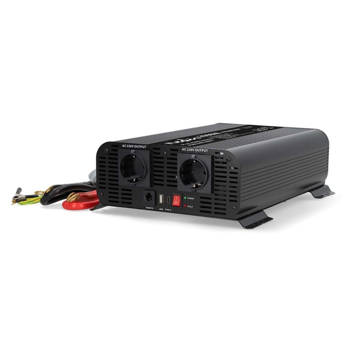 Nedis Power Inverter Pure Sine Wave | Inngangsspenning: 12 V DC | Enhetens strømuttak: Type F (CEE 7/3) / USB-A / USB-C™ | 230 V AC 50 Hz | 2000 W | Topp effekt: 4000 W | Skru Terminal | Pure Sine Wave | Sikring | Sort i gruppen HJEM, HUS OG HAGE / El og belysning / Spenningsomformer hos TP E-commerce Nordic AB (C64461)