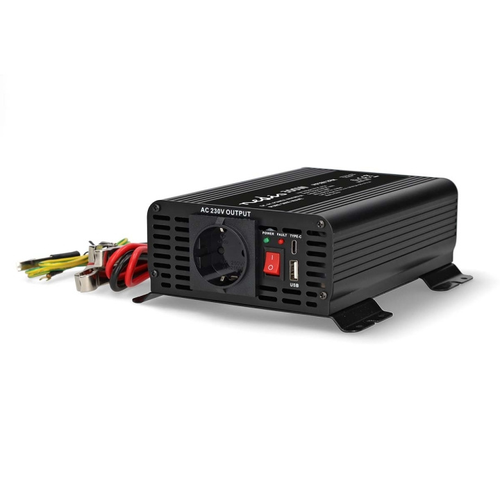 Nedis Power Inverter Pure Sine Wave | Inngangsspenning: 12 V DC | Enhetens strømuttak: Type F (CEE 7/3) / USB-A / USB-C™ | 230 V AC 50 Hz | 300 W | Topp effekt: 600 W | Skru Terminal | Pure Sine Wave | Sikring | Sort i gruppen HJEM, HUS OG HAGE / El og belysning / Spenningsomformer hos TP E-commerce Nordic AB (C64463)