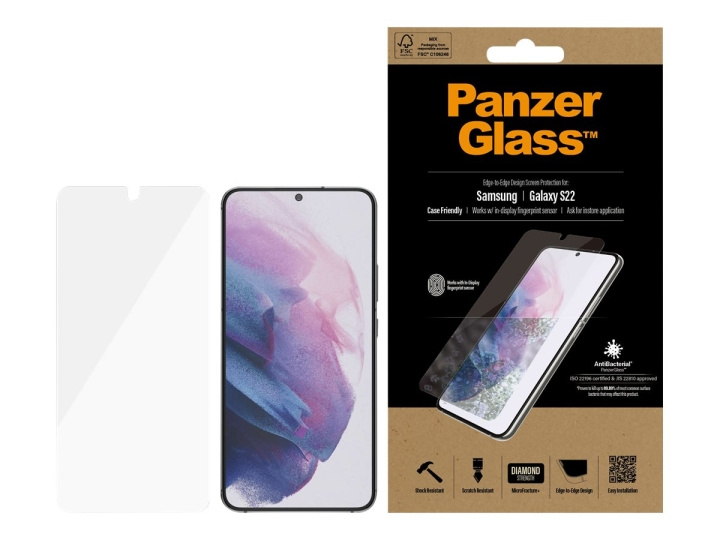 PanzerGlass Skærmbeskytter Transparent Samsung Galaxy S22 i gruppen SMARTTELEFON & NETTBRETT / Mobilbeskyttelse / Samsung hos TP E-commerce Nordic AB (C65887)