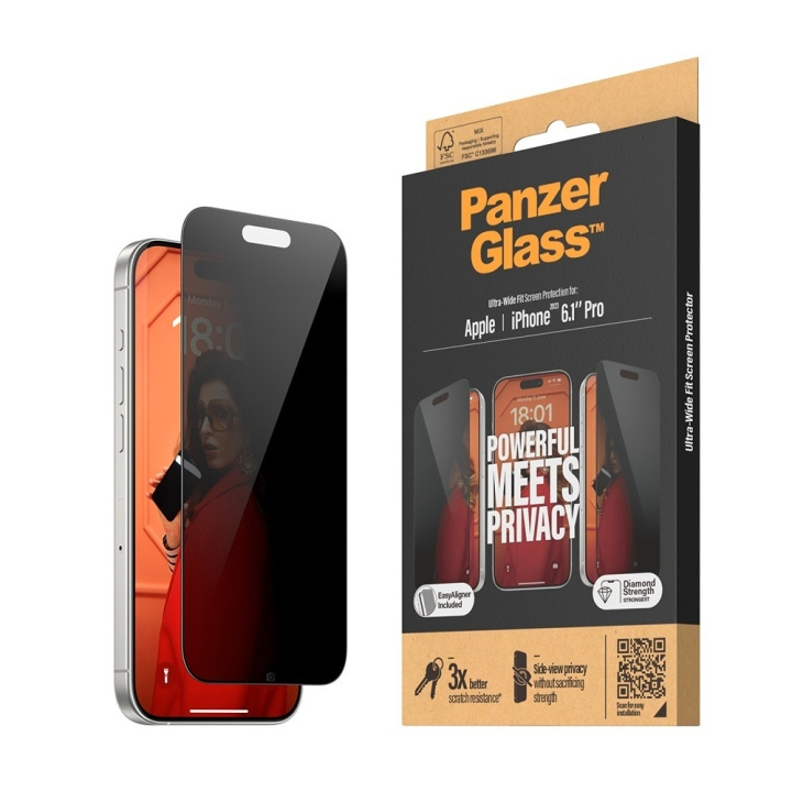 PanzerGlass Privacy Screen Protector Apple iPhone 15 Pro | Ultra-Wide Fit i gruppen SMARTTELEFON & NETTBRETT / Mobilbeskyttelse / Apple / iPhone 15 hos TP E-commerce Nordic AB (C65911)