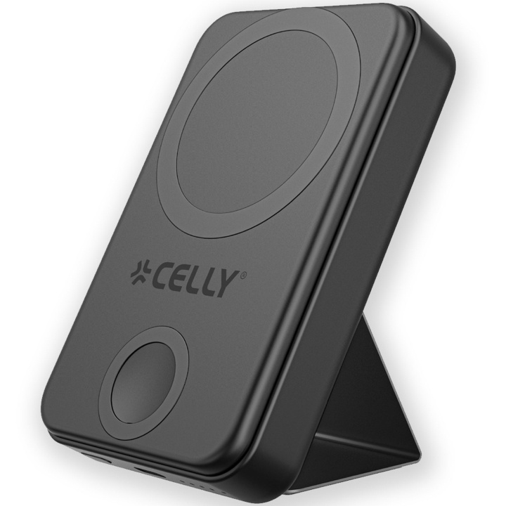 Celly MAGPBW10000 PowerBank 10W/2,5W MagSafe Trådlös laddning integrerat ställ i gruppen SMARTTELEFON & NETTBRETT / Ladere og Kabler / Powerbanks hos TP E-commerce Nordic AB (C65982)