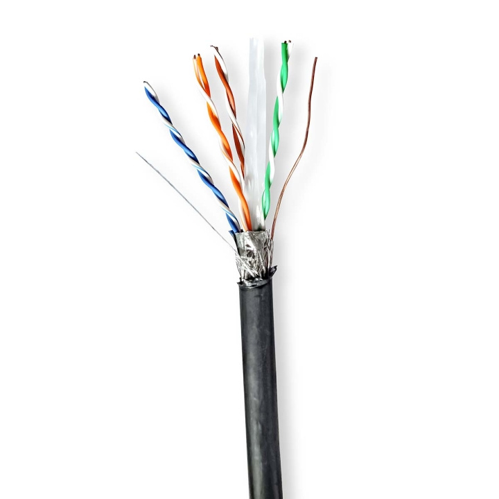 Nedis Nettverkskabelen Roll | CAT6 | Fast | S/FTP | Kobber | 100.0 m | Utendørs | Rund | PE | Sort | Trekkboks i gruppen Datautstyr / Kabler og adaptere / Nettverk / Cat6 hos TP E-commerce Nordic AB (C66053)