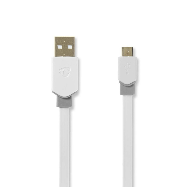 Nedis USB-kabel | USB 2.0 | USB-A Han | USB Micro-B Han | 480 Mbps | Gull belagt | 1.00 m | Flatt | PVC | Hvit | Plastpose i gruppen SMARTTELEFON & NETTBRETT / Ladere og Kabler / Kabler / Kabler microUSB hos TP E-commerce Nordic AB (C66056)