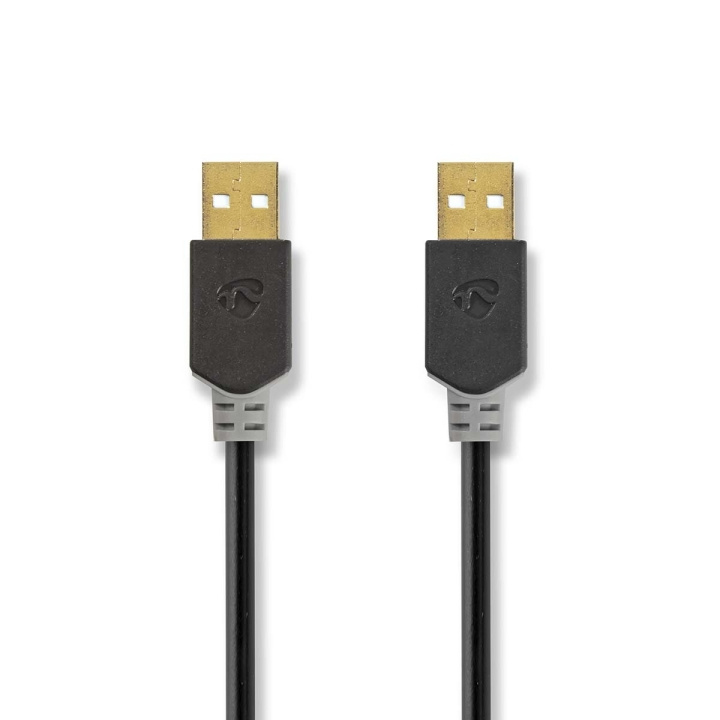 Nedis USB-kabel | USB 2.0 | USB-A Han | USB-A Han | 480 Mbps | Gull belagt | 2.00 m | Rund | PVC | Antrasitt | Boks i gruppen Datautstyr / Kabler og adaptere / USB / USB-A / Kabler hos TP E-commerce Nordic AB (C66057)