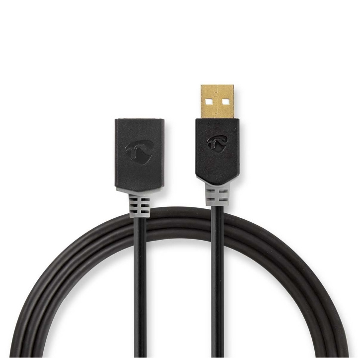 Nedis USB-kabel | USB 2.0 | USB-A Han | USB-A Hun | 480 Mbps | Gull belagt | 3.00 m | Rund | PVC | Antrasitt | Boks i gruppen Datautstyr / Kabler og adaptere / USB / USB-A / Kabler hos TP E-commerce Nordic AB (C66059)