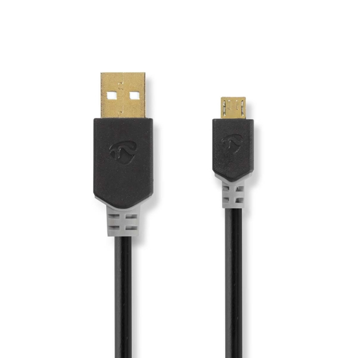 Nedis USB-kabel | USB 2.0 | USB-A Han | USB Micro-B Han | 480 Mbps | Gull belagt | 1.00 m | Rund | PVC | Antrasitt | Boks i gruppen SMARTTELEFON & NETTBRETT / Ladere og Kabler / Kabler / Kabler microUSB hos TP E-commerce Nordic AB (C66062)