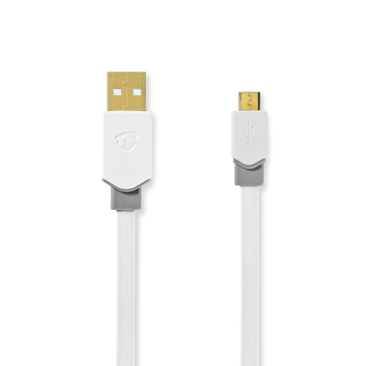 Nedis USB-kabel | USB 2.0 | USB-A Han | USB Micro-B Han | 480 Mbps | Gull belagt | 1.00 m | Flatt | PVC | Hvit | Vindus boks i gruppen SMARTTELEFON & NETTBRETT / Ladere og Kabler / Kabler / Kabler microUSB hos TP E-commerce Nordic AB (C66064)