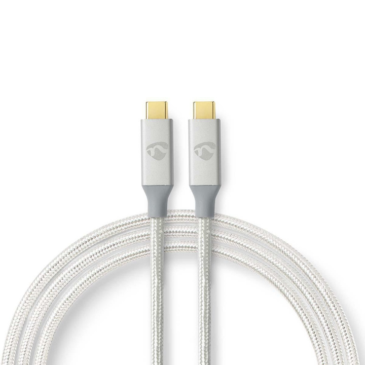 Nedis USB-kabel | USB 3.2 Gen 2x2 | USB-C™ Hann | USB-C™ Hann | 100 W | 4K@60Hz | 20 Gbps | Gull belagt | 2.00 m | Rund | Flettet / Nylon | Sølv | Deksel Vindusboks i gruppen Datautstyr / Kabler og adaptere / USB / USB-C hos TP E-commerce Nordic AB (C66175)