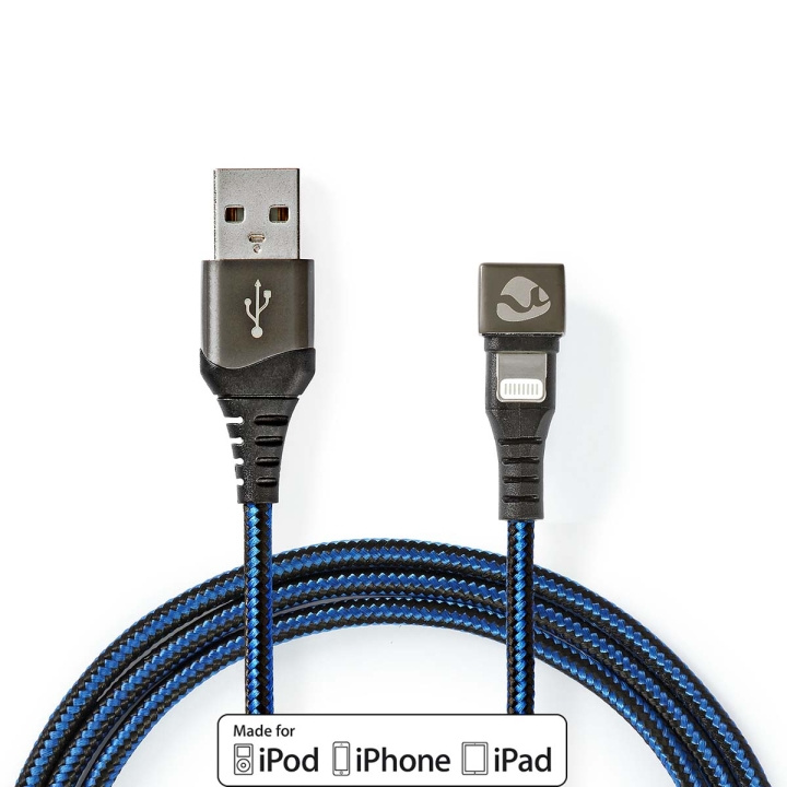 Nedis USB-kabel | USB 2.0 | Apple Lightning 8-Pinners | USB-A Han | 12 W | 480 Mbps | Nikkel belagt | 2.00 m | Rund | Flettet / Nylon | Blå / Sort | Deksel Vindusboks i gruppen SMARTTELEFON & NETTBRETT / Ladere og Kabler / Kabler / Kabler Lightning hos TP E-commerce Nordic AB (C66177)