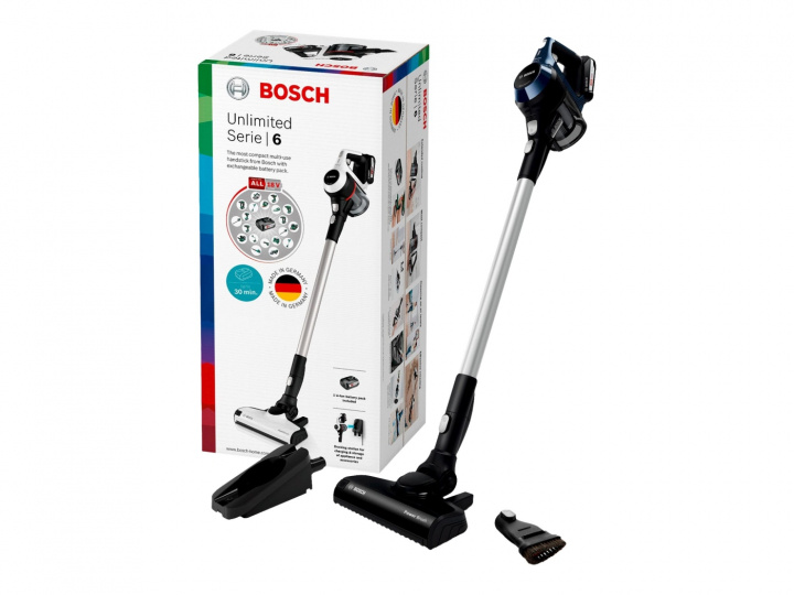 Bosch Unlimited Series | 6 BBS611PCK Stick- och handhållen dammsugare Moonlight Blue i gruppen HJEM, HUS OG HAGE / Rengjøringsprodukter / Støvsugere og tilbehør / Håndstøvsugere hos TP E-commerce Nordic AB (C66587)