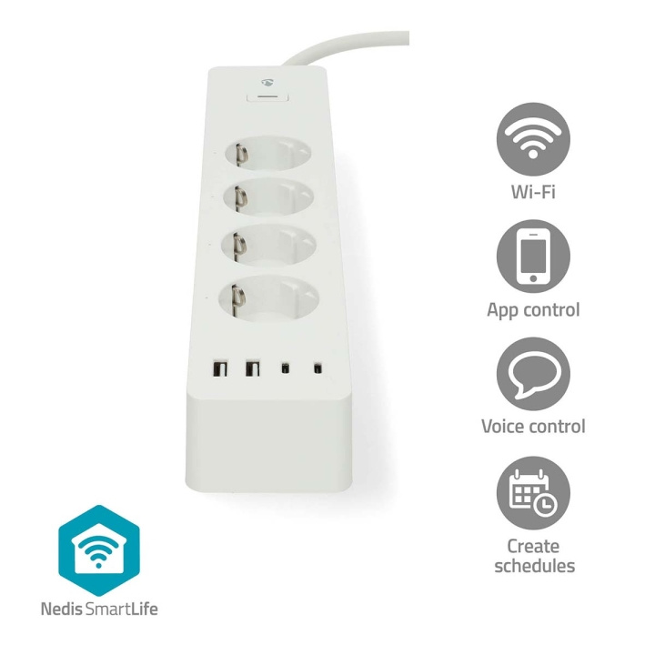 Nedis SmartLife Power Strip | Wi-Fi | Hybrid (CEE 7/7) / USB A / USB-C™ | 16 A | 3680 W | 2.00 m | 0 - 55 °C | Android™ / IOS | Hvit i gruppen HJEM, HUS OG HAGE / El og belysning / Grenuttak hos TP E-commerce Nordic AB (C66695)