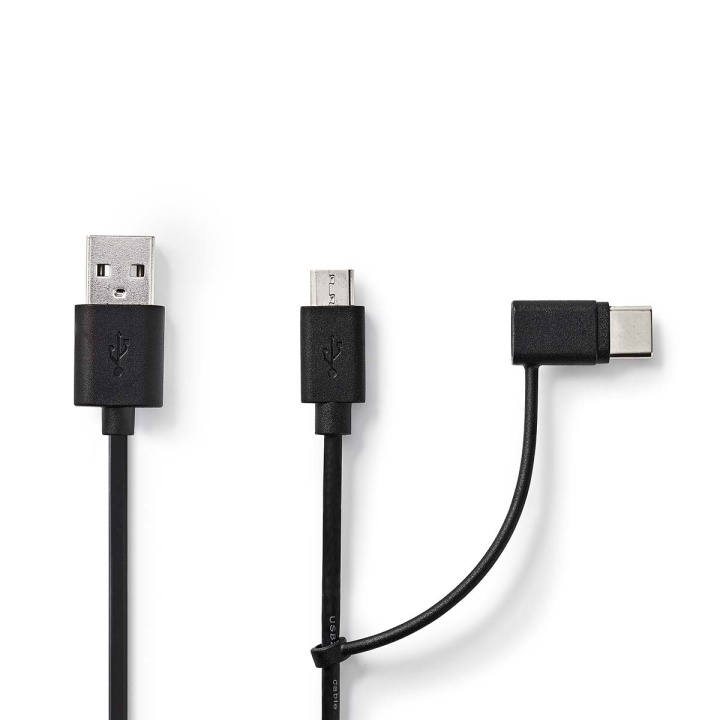 Nedis 2 i en kabel | USB 2.0 | USB-A Han | USB Micro-B Han / USB-C™ Hann | 480 Mbps | 1.00 m | Nikkel belagt | Rund | PVC | Sort | Label i gruppen Datautstyr / Kabler og adaptere / USB / Micro-USB / Kabler hos TP E-commerce Nordic AB (C66716)