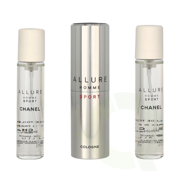 Chanel Allure Homme Sport Giftset 60 ml Edt Twist and Spray 3 x 20ml, Cologne Travel Spray and 2x Refills i gruppen HELSE OG SKJØNNHET / Duft og parfyme / Parfyme / Parfyme for han hos TP E-commerce Nordic AB (C66748)