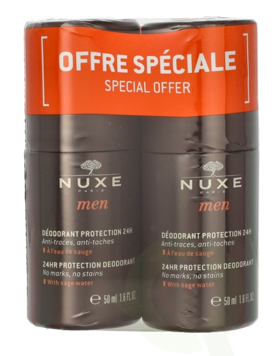 Nuxe Men 24HR Protection Deo Roll-On Duo Set 100 ml 2x50ml i gruppen HELSE OG SKJØNNHET / Duft og parfyme / Deodorant / Deo for han hos TP E-commerce Nordic AB (C66927)