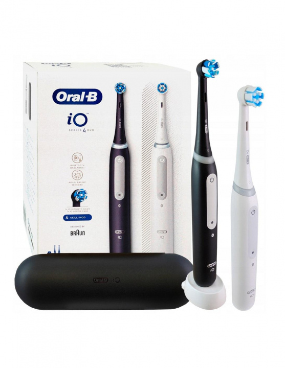 Oral B magnettandborste iO Series 4 Duo 2 st. matt svart/semivit i gruppen HELSE OG SKJØNNHET / Munnpleie / Elektriske tannbørster hos TP E-commerce Nordic AB (C66951)