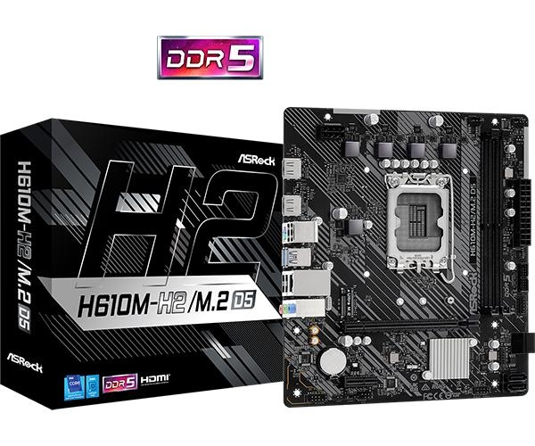 ASRock H610M-H2/M.2 D5 1700 mATX DDR5 i gruppen Datautstyr / PC-Komponenter / Hovedkort hos TP E-commerce Nordic AB (C67009)