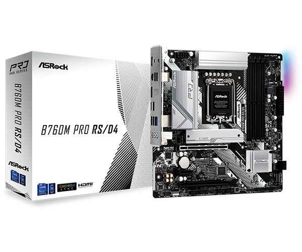 ASRock B760 PRO RS, DDR4 LGA1700 mATX i gruppen Datautstyr / PC-Komponenter / Hovedkort hos TP E-commerce Nordic AB (C67023)