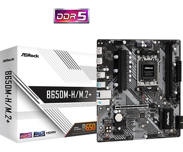 ASRock B650M-H/M.2+ Motherboard Micro ATX AM5 Socket DDR5 i gruppen Datautstyr / PC-Komponenter / Hovedkort hos TP E-commerce Nordic AB (C67067)