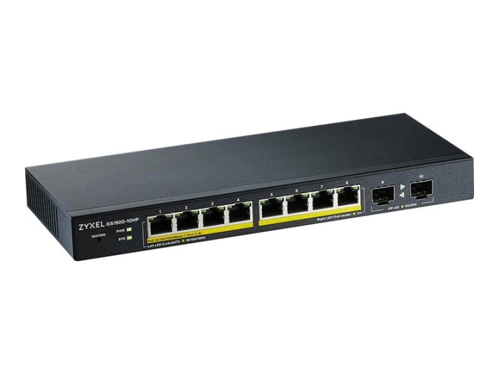 ZyXEL GS1900-10HP Switch 8-port Gigabit PoE+ i gruppen Datautstyr / Nettverk / Switcher / 10/100/1000Mbps hos TP E-commerce Nordic AB (C67117)