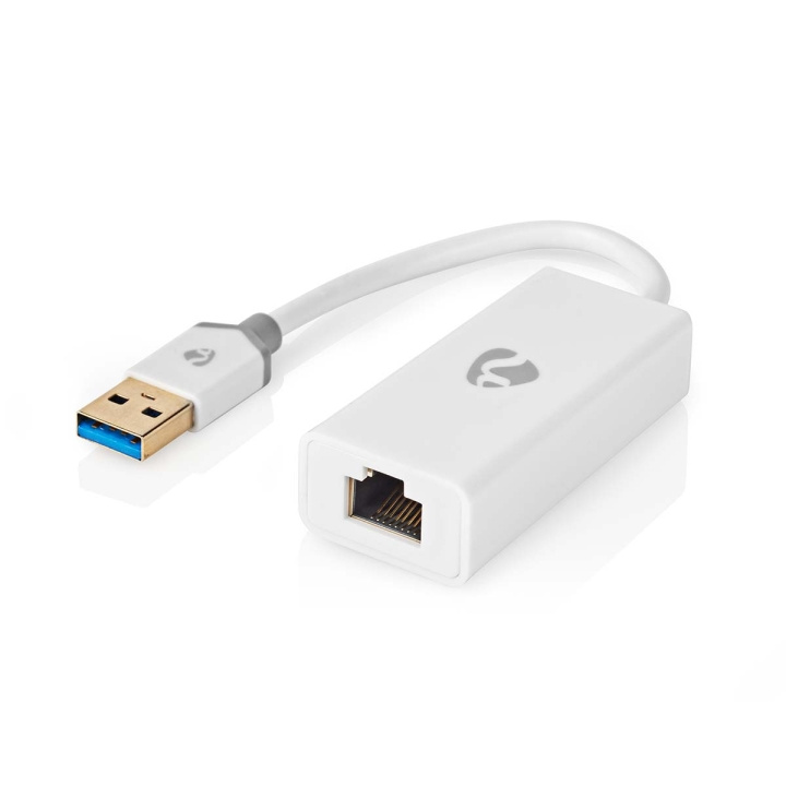 Nedis USB-nettverkskort | USB 3.2 Gen 1 | 1 Gbps | USB-A Han | RJ45 Hun | 0.20 m | Rund | Gull belagt | Bare kobber | Hvit | Boks i gruppen Datautstyr / Nettverk / Nettverkskort / USB hos TP E-commerce Nordic AB (C67498)