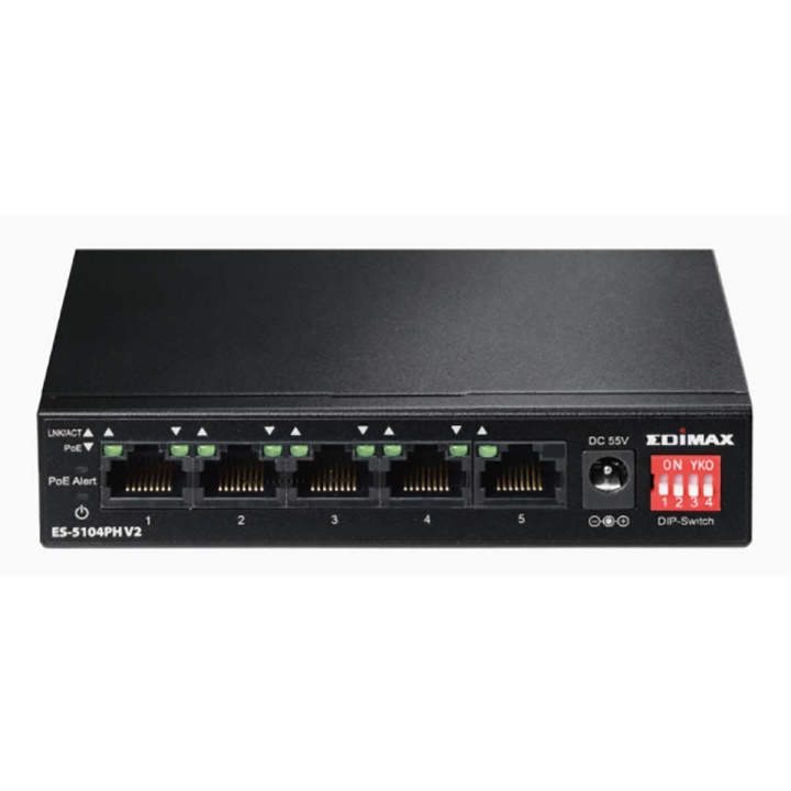 Edimax Lang rekkevidde 5-ports rask Ethernet-svitsj med 4 PoE+-porter og DIP-svitsj i gruppen Datautstyr / Nettverk / Switcher / 10/100/1000Mbps hos TP E-commerce Nordic AB (C67581)