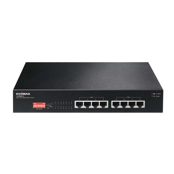 Edimax Lang rekkevidde 8-porters Gigabit PoE+ Switch med DIP Switch i gruppen Datautstyr / Nettverk / Switcher hos TP E-commerce Nordic AB (C67600)