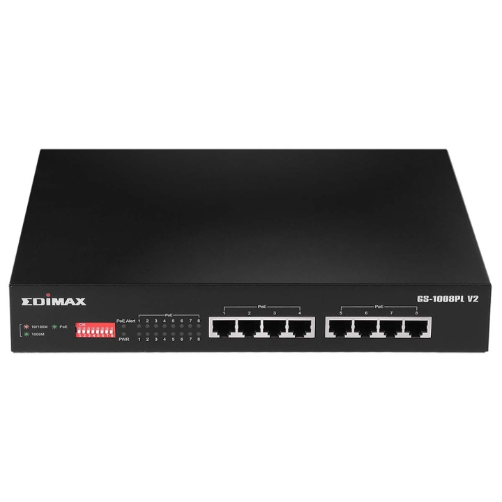 Edimax Lang rekkevidde 8-porters Gigabit Ethernet PoE+-svitsj med DIP-svitsj i gruppen Datautstyr / Nettverk / Switcher hos TP E-commerce Nordic AB (C67601)