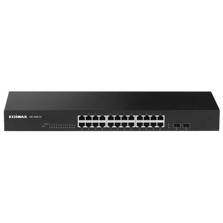 Edimax 26-porters Gigabit-svitsj med 2 SFP-porter i gruppen Datautstyr / Nettverk / Switcher hos TP E-commerce Nordic AB (C67602)