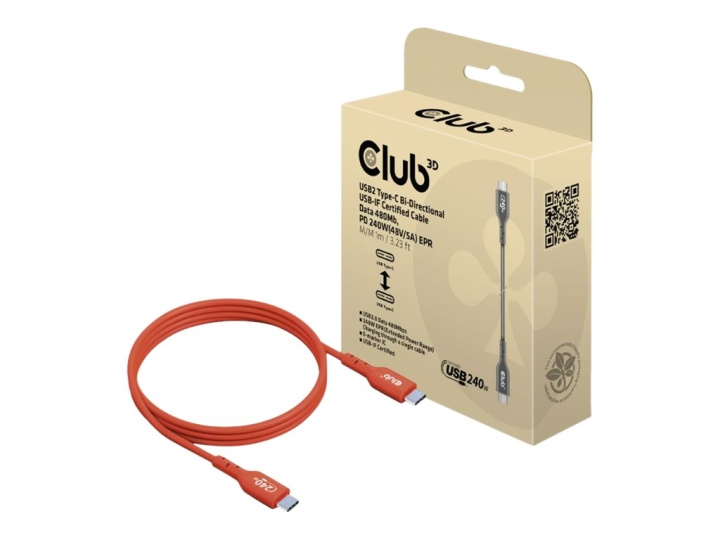 Club 3D USB 2.0 USB Type-C-kabel 1m Röd i gruppen Datautstyr / Kabler og adaptere / USB / USB-C hos TP E-commerce Nordic AB (C67850)