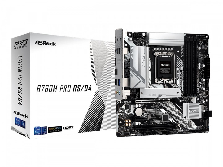 ASRock B760M PRO RS/D4 Micro-ATX LGA1700 Intel B760 i gruppen Datautstyr / PC-Komponenter / Hovedkort hos TP E-commerce Nordic AB (C67851)