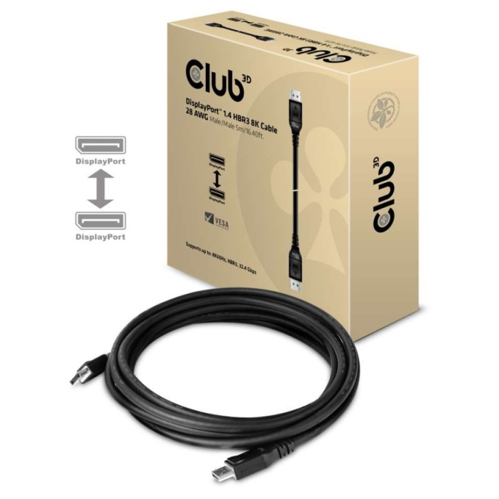 Club 3D 20-polig DisplayPort-hane hasp -> 20-polig DisplayPort-hane hasp 5 m i gruppen Datautstyr / Kabler og adaptere / DisplayPort / Kabler hos TP E-commerce Nordic AB (C67892)