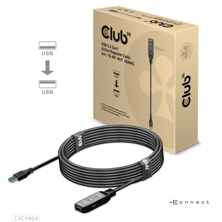 Club 3D USB 3.2 Gen1 Active Repeater Cable 5m M/F 28AWG i gruppen HJEM, HUS OG HAGE / El og belysning / Skjøteledninger hos TP E-commerce Nordic AB (C67905)