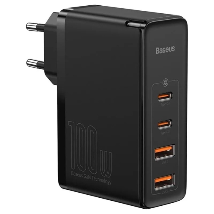 Baseus GaN2 Pro- Fast Charger 2xUSB + 2xUSB-C 100W (black) i gruppen SMARTTELEFON & NETTBRETT / Ladere og Kabler / Vegglader / Vegglader Type C hos TP E-commerce Nordic AB (C67970)