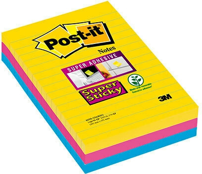 3M Post-it Super Sticky klistremerke for beskjeder, foret, 101 x 152 mm. 3stk i gruppen HJEM, HUS OG HAGE / Kontorsmaterialer / Papir og Blokker hos TP E-commerce Nordic AB (C68148)