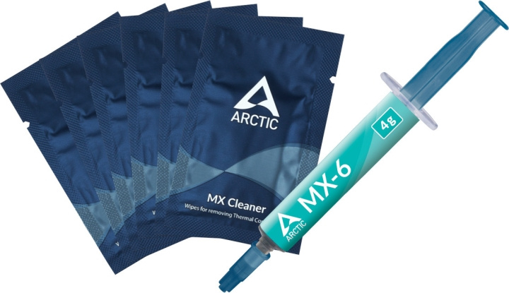 Arctic Cooling Arctic MX-6 termopute, 4 g + 6 stk MX Cleaner rengjøringskluter i gruppen Datautstyr / PC-Komponenter / Kjøling / CPU-vifter og kjølepasta hos TP E-commerce Nordic AB (C68417)