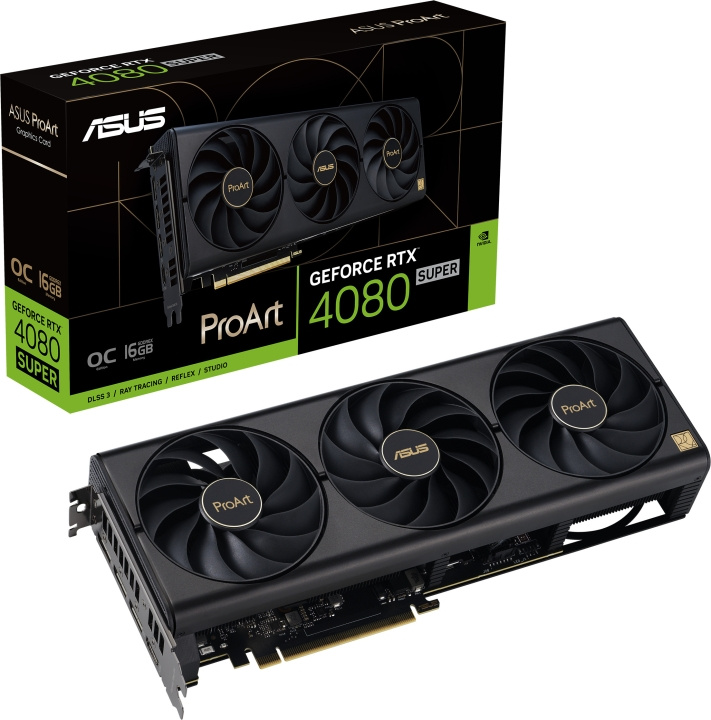 ASUS GeForce PROART-RTX4080S-O16G grafikkort, svart i gruppen Datautstyr / PC-Komponenter / Skjermkort hos TP E-commerce Nordic AB (C68545)