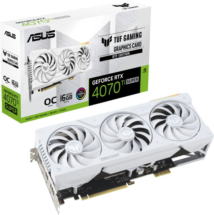 ASUS GeForce TUF-RTX4070TIS-O16G-BTF-WHITE grafikkort, hvit i gruppen Datautstyr / PC-Komponenter / Skjermkort hos TP E-commerce Nordic AB (C68616)