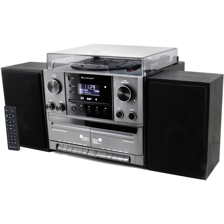 Soundmaster Stereo music centre MCD5600 with DAB+/FM radio, CD/MP3, turntable, double cassette, USB, Bluetooth i gruppen Elektronikk / Lyd & Bilde / Hjemmekino, HiFi og bærbar / Kompakt Stereo & Platespillere hos TP E-commerce Nordic AB (C68784)