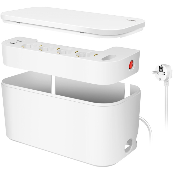 LogiLink Cable box - Kabelgömma med grenuttag + USB-A/USB-C-laddning Vit i gruppen Elektronikk / Kabler og adaptere / Kabelhåndtering hos TP E-commerce Nordic AB (C68804)