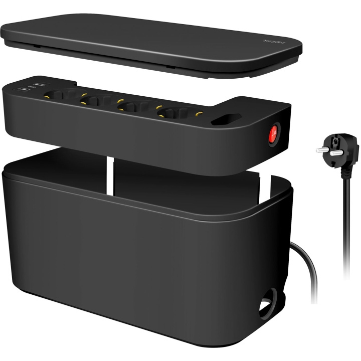 LogiLink Cable box - Kabelgömma med grenuttag + USB-A/USB-C-laddning Svart i gruppen Elektronikk / Kabler og adaptere / Kabelhåndtering hos TP E-commerce Nordic AB (C68805)