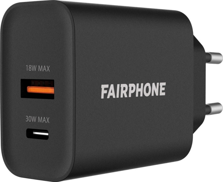 Fairphone USB-A 30 W nettlader, svart i gruppen SMARTTELEFON & NETTBRETT / Ladere og Kabler / Vegglader / Vegglader Type C hos TP E-commerce Nordic AB (C69060)