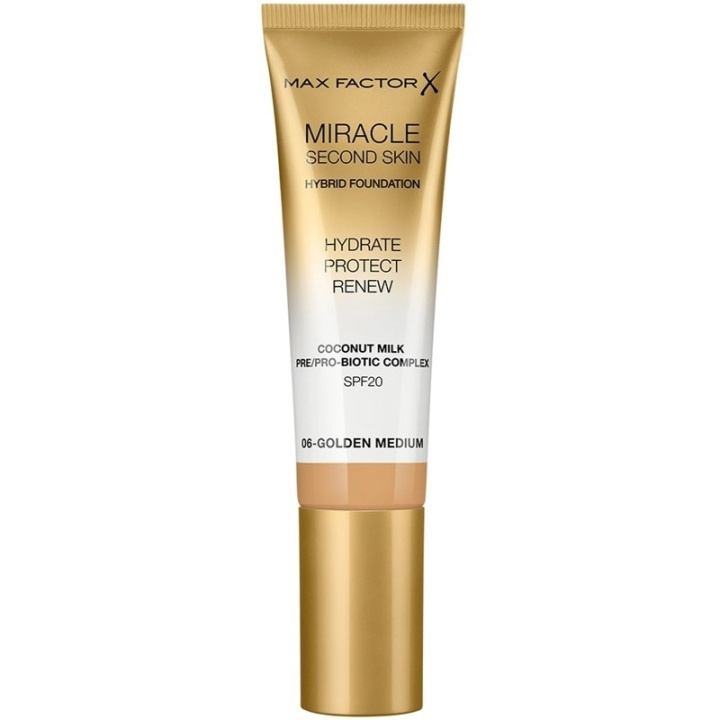 Max Factor Miracle Second Skin Foundation 06 Golden Medium i gruppen HELSE OG SKJØNNHET / Makeup / Makeup ansikt / Foundation hos TP E-commerce Nordic AB (C69309)