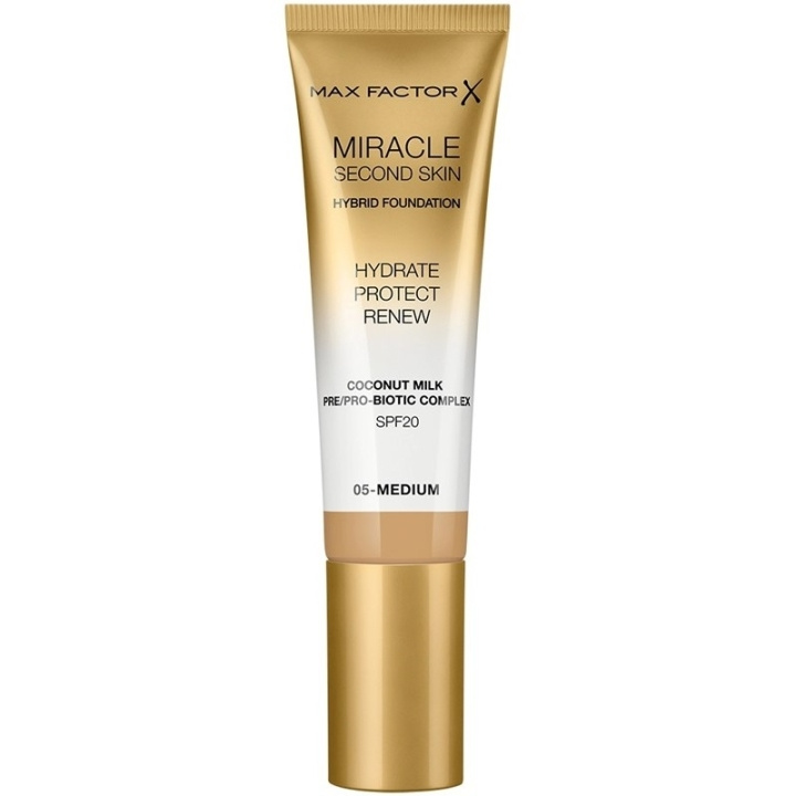 Max Factor Miracle Second Skin Foundation 05 Medium i gruppen HELSE OG SKJØNNHET / Makeup / Makeup ansikt / Foundation hos TP E-commerce Nordic AB (C69319)