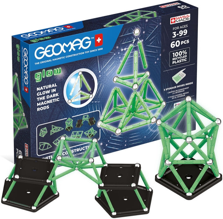 Geomag Glow Recycled magnetisk byggesett, 60 deler i gruppen LEKER, BARN OG BABY / Leker / Byggeleker / Geomag hos TP E-commerce Nordic AB (C69958)