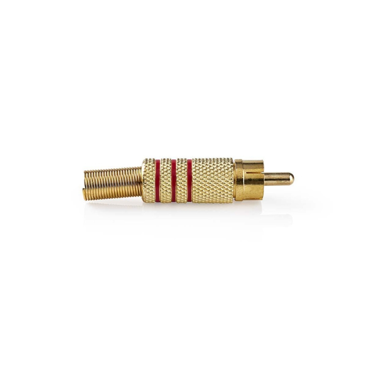 Nedis RCA Connector | Rett | Hann | Gull belagt | Lodde | Kabeltilførselsdiameter: 7.0 mm | Metall | Rød | 10 stk. | Konvolutt i gruppen Elektronikk / Kabler og adaptere / Lyd analog / Adaptere hos TP E-commerce Nordic AB (C70200)