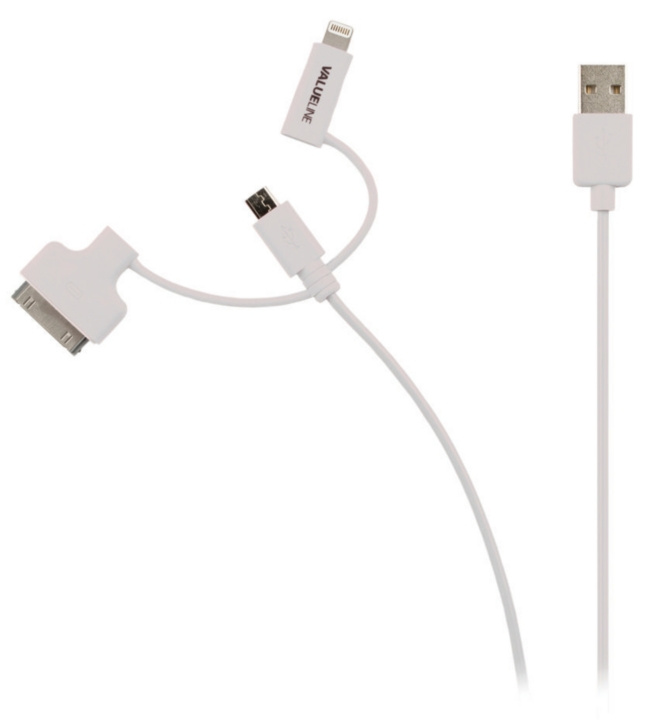 Valueline 2-i-1 Sync og Ladekabel USB A Han - Mikro B-Han 1.00 m Hvit i gruppen SMARTTELEFON & NETTBRETT / Ladere og Kabler / Kabler / Kabler microUSB hos TP E-commerce Nordic AB (C70235)