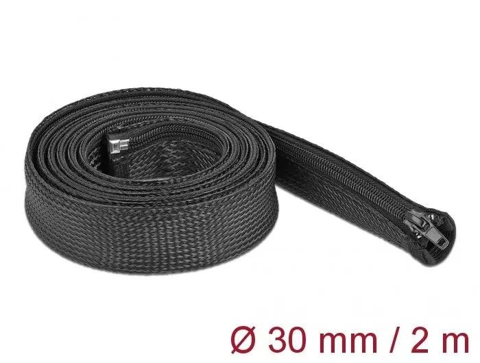 DeLOCK Braided Sleeve with zip fastener heat-resistant 2 m x 30 mm i gruppen Elektronikk / Kabler og adaptere / Kabelhåndtering hos TP E-commerce Nordic AB (C70496)