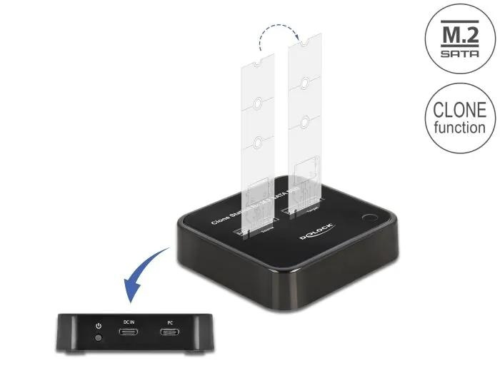 DeLOCK M.2 Docking Station for 2 x M.2 SATA SSD with Clone function i gruppen Datautstyr / Bærbare datamaskiner og tilbehør / Dokkingstasjoner hos TP E-commerce Nordic AB (C70503)